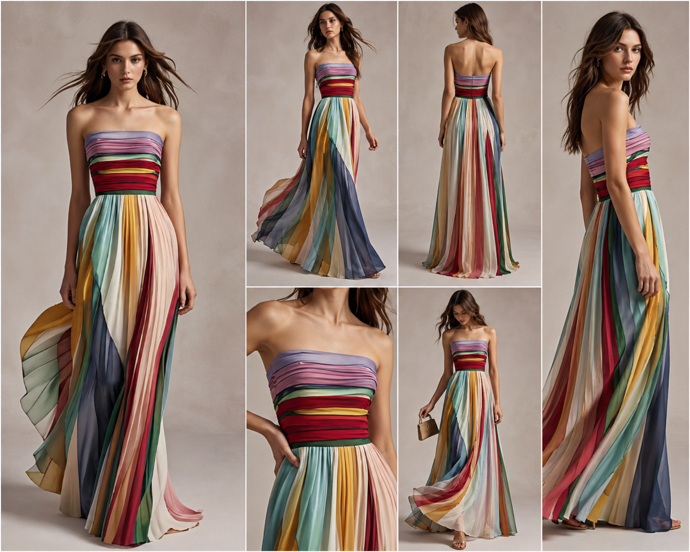 Robe Longue Imprimée Dos Nu à Bustier – Élégance Estivale